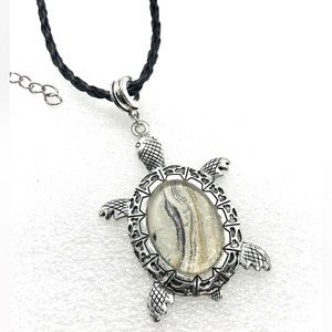 Handmade necklace NSN Turtle with hand painted glass dome